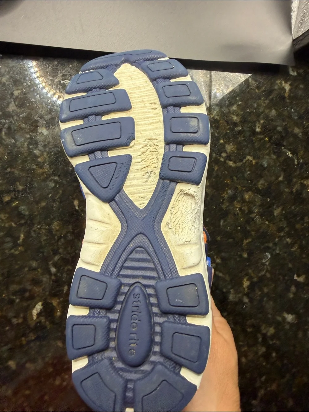 Kids Navy and Orange Hook-and-Loop Sneakers — Lightweight Active Shoes